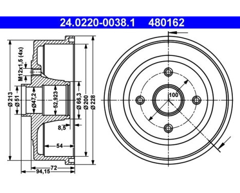 Brake Drum 24.0220-0038.1 ATE