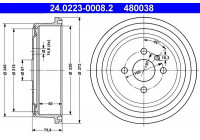 Brake Drum 24.0223-0008.2 ATE