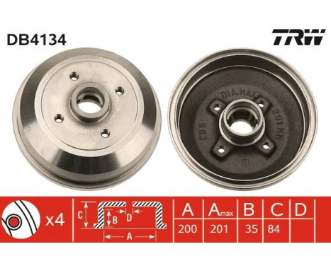 Brake Drum DB4134 TRW