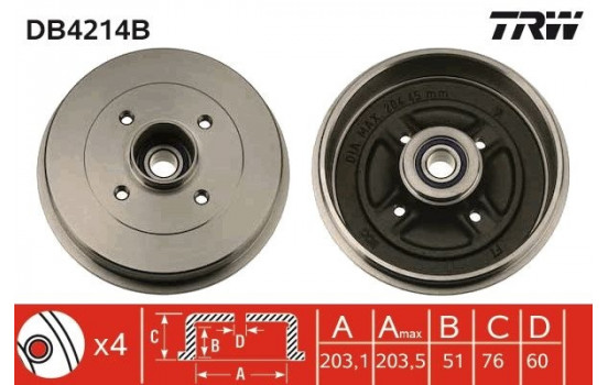 Brake Drum DB4214B TRW