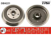 Brake drum DB4221 TRW