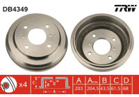 Brake drum DB4349 TRW