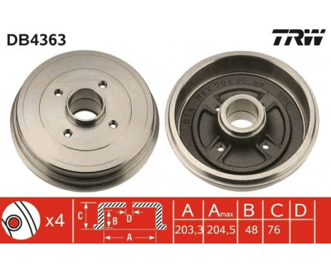 Brake Drum DB4363 TRW