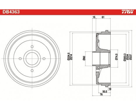 Brake Drum DB4363 TRW, Image 2