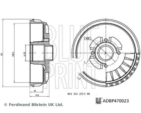 brake drum with wheel bearing ADBP470023 Blue Print