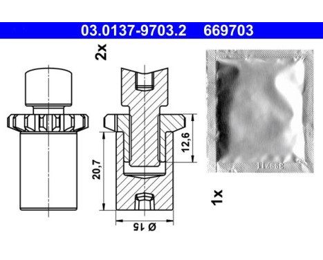 Accessory Kit, parking brake shoes adjusting nut
