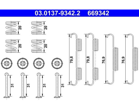 Accessory Kit, parking brake shoes