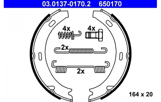 Brake Shoe Kit, parking brake 03.0137-0170.2 ATE