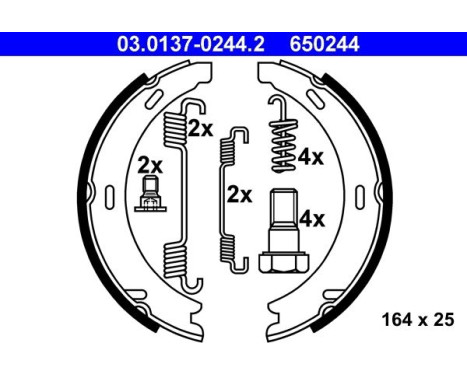 Brake Shoe Kit, parking brake 03.0137-0244.2 ATE