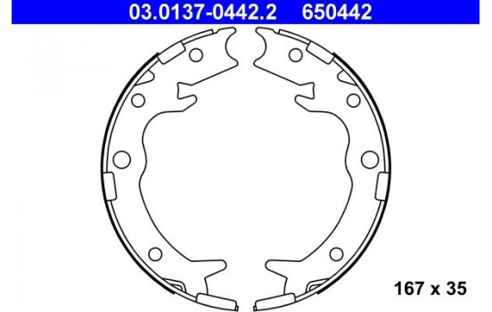 Brake Shoe Kit, parking brake 03.0137-0442.2 ATE