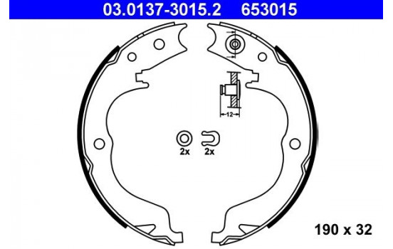 Brake Shoe Kit, parking brake 03.0137-3015.2 ATE