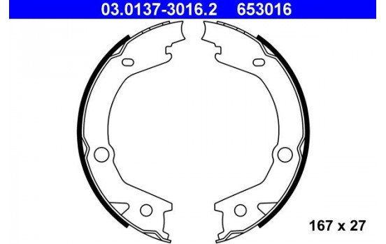 Brake Shoe Kit, parking brake 03.0137-3016.2 ATE