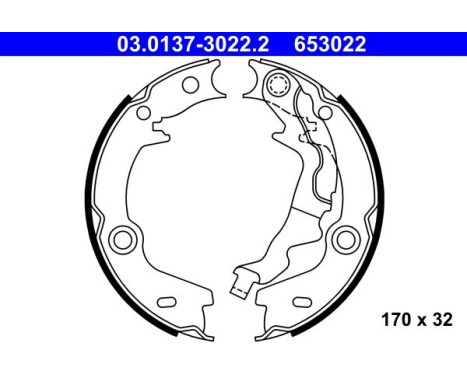 Brake Shoe Kit, parking brake 03.0137-3022.2 ATE