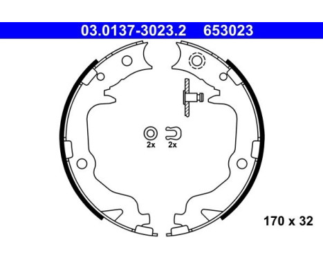 Brake Shoe Kit, parking brake 03.0137-3023.2 ATE