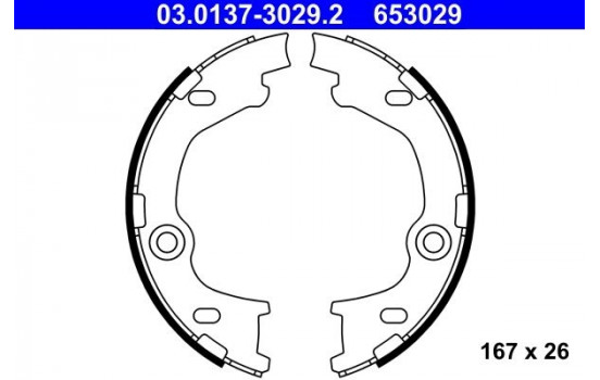 Brake Shoe Kit, parking brake 03.0137-3029.2 ATE