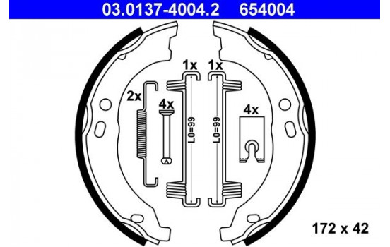 Brake Shoe Kit, parking brake 03.0137-4004.2 ATE