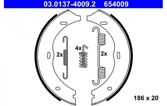 Brake Shoe Kit, parking brake 03.0137-4009.2 ATE