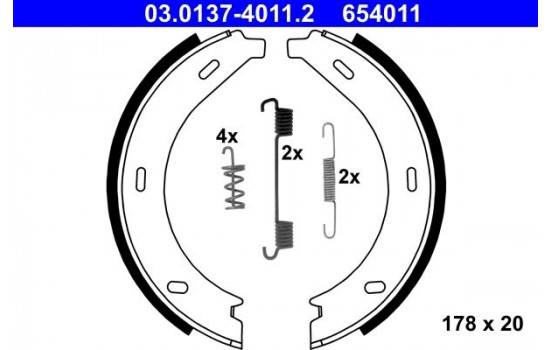 Brake Shoe Kit, parking brake 03.0137-4011.2 ATE