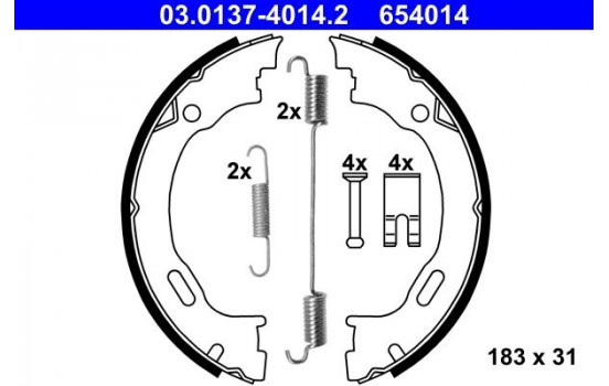 Brake Shoe Kit, parking brake 03.0137-4014.2 ATE