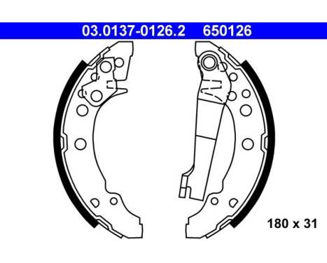 Brake Shoe Set 03.0137-0126.2 ATE, Image 2