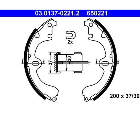 Brake Shoe Set 03.0137-0221.2 ATE, Image 2