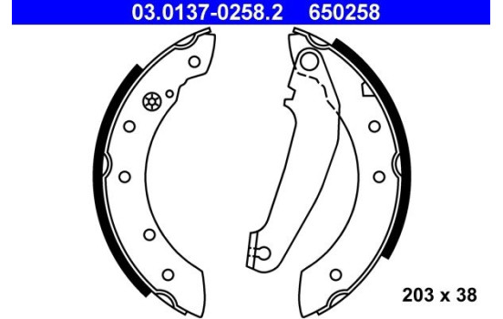 Brake shoe set 03.0137-0258.2 ATE