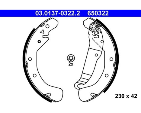 Brake Shoe Set 03.0137-0322.2 ATE, Image 2