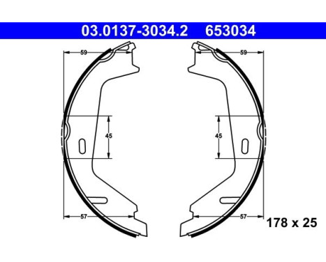 Brake Shoe Set, parking brake 03.0137-3034.2 ATE