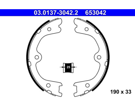 Brake Shoe Set, parking brake 03.0137-3042.2 ATE