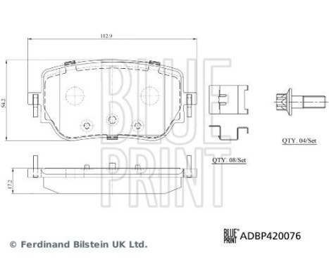 bromsbeläggssats med monteringsmaterial ADBP420076 Blue Print, bild 2