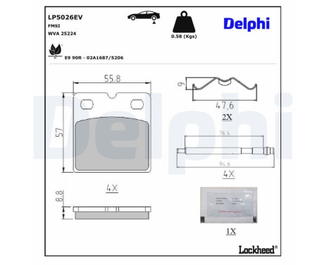 Bromsbeläggssats, parkeringsbromsskivor LP5026EV Delphi, bild 2