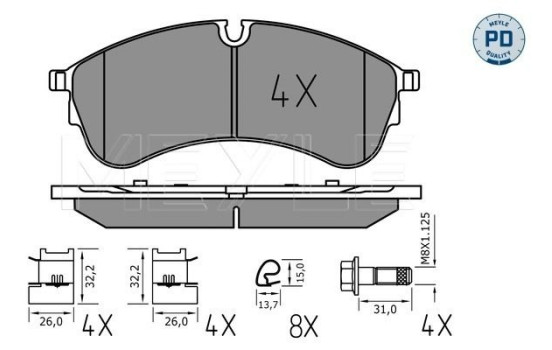 Bromsbeläggssats, skivbroms 025 221 7821/PD Meyle