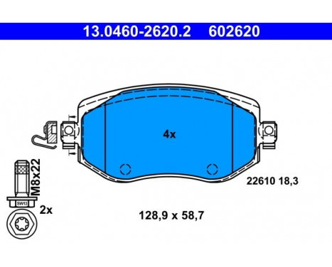Bromsbeläggssats, skivbroms 13.0460-2620.2 ATE