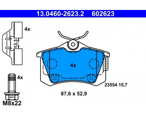 Bromsbeläggssats, skivbroms 13.0460-2623.2 ATE