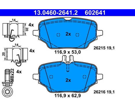 Bromsbeläggssats, skivbroms 13.0460-2641.2 ATE