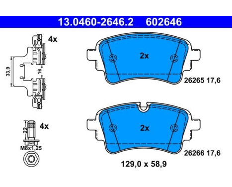 Bromsbeläggssats, skivbroms 13.0460-2646.2 ATE