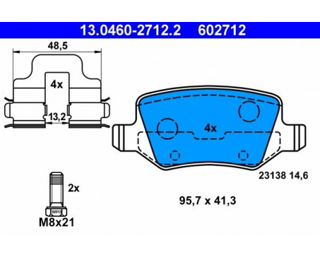 Bromsbeläggssats, skivbroms 13.0460-2712.2 ATE, bild 2