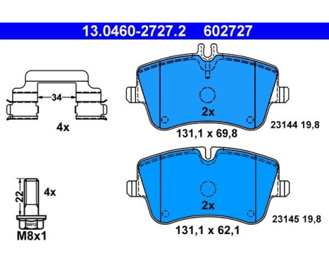 Bromsbeläggssats, skivbroms 13.0460-2727.2 ATE, bild 2