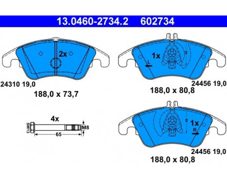 Bromsbeläggssats, skivbroms 13.0460-2734.2 ATE, bild 2