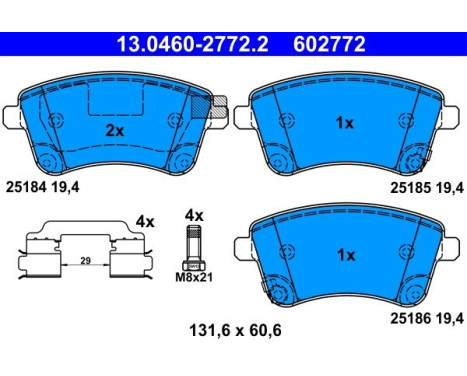 Bromsbeläggssats, skivbroms 13.0460-2772.2 ATE