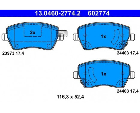 Bromsbeläggssats, skivbroms 13.0460-2774.2 ATE, bild 2