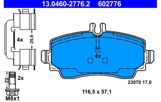 Bromsbeläggssats, skivbroms 13.0460-2776.2 ATE, bild 2