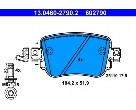 Bromsbeläggssats, skivbroms 13.0460-2790.2 ATE, bild 2