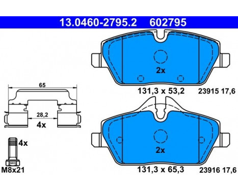 Bromsbeläggssats, skivbroms 13.0460-2795.2 ATE