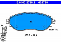 Bromsbeläggssats, skivbroms 13.0460-2798.2 ATE
