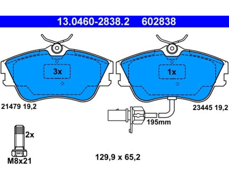 Bromsbeläggssats, skivbroms 13.0460-2838.2 ATE, bild 2