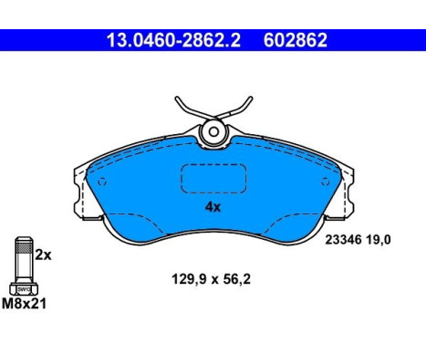Bromsbeläggssats, skivbroms 13.0460-2862.2 ATE