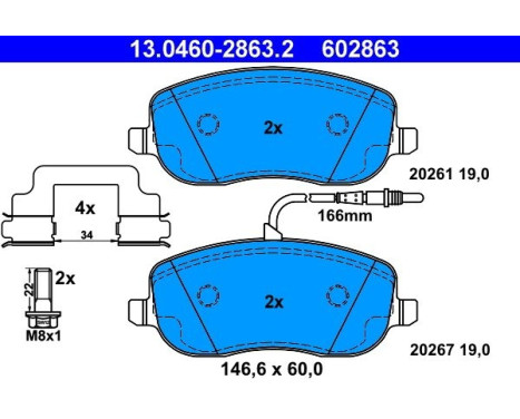 Bromsbeläggssats, skivbroms 13.0460-2863.2 ATE, bild 2