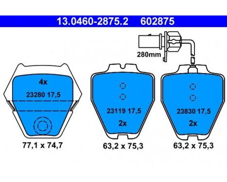 Bromsbeläggssats, skivbroms 13.0460-2875.2 ATE, bild 2