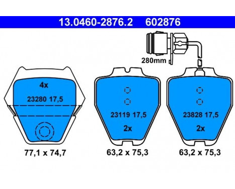 Bromsbeläggssats, skivbroms 13.0460-2876.2 ATE, bild 2